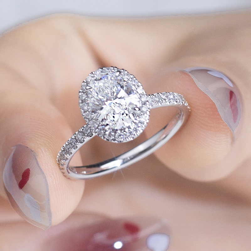 MissDiamond Lab Grown Diamond 6.04CT D G VS1 VVS2 Platinum Halo Ring MSR-828