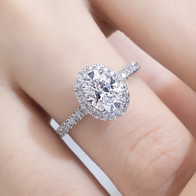 MissDiamond Lab Grown Diamond 6.04CT D G VS1 VVS2 Platinum Halo Ring MSR-828