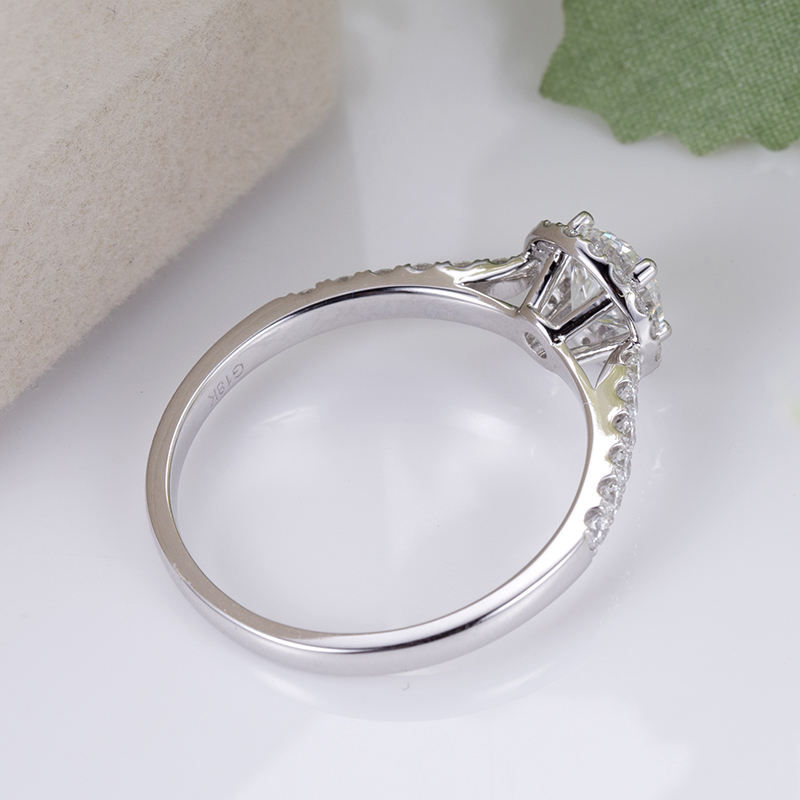 MissDiamond Round Cut Lab Grown Diamond 0.3CT 0.5CT DE VS1 VVS2 18K White Gold Halo Ring KDR-008