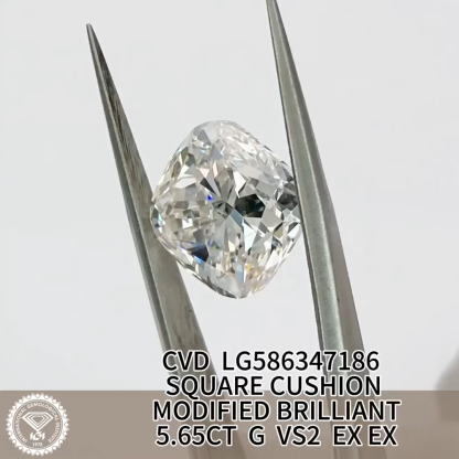 MissDiamond CVD LG586347186 Cushion Cut 5.65CT G VS2 EX EX Lab Grown Diamond