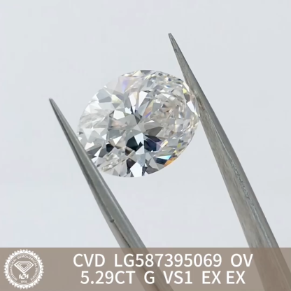 MissDiamond CVD LG587395069 Oval Cut 5.29CT G VS1 EX EX Lab Grown Diamond