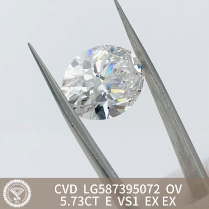 MissDiamond CVD  LG587395072 Oval Cut 5.73CT E VS1 EX EX Lab Grown Diamond