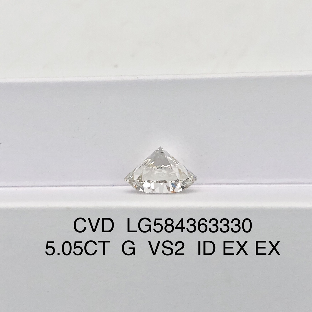 MissDiamond CVD LG584363330 Round Cut 5.05CT G VS2 ID EX EX Lab Grown Diamond
