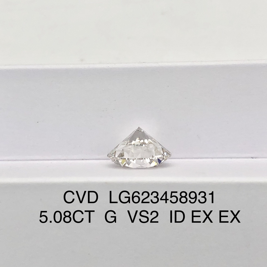 MissDiamond CVD LG623458931 Round Cut 5.08CT G VS2 ID EX EX Lab Grown Diamond