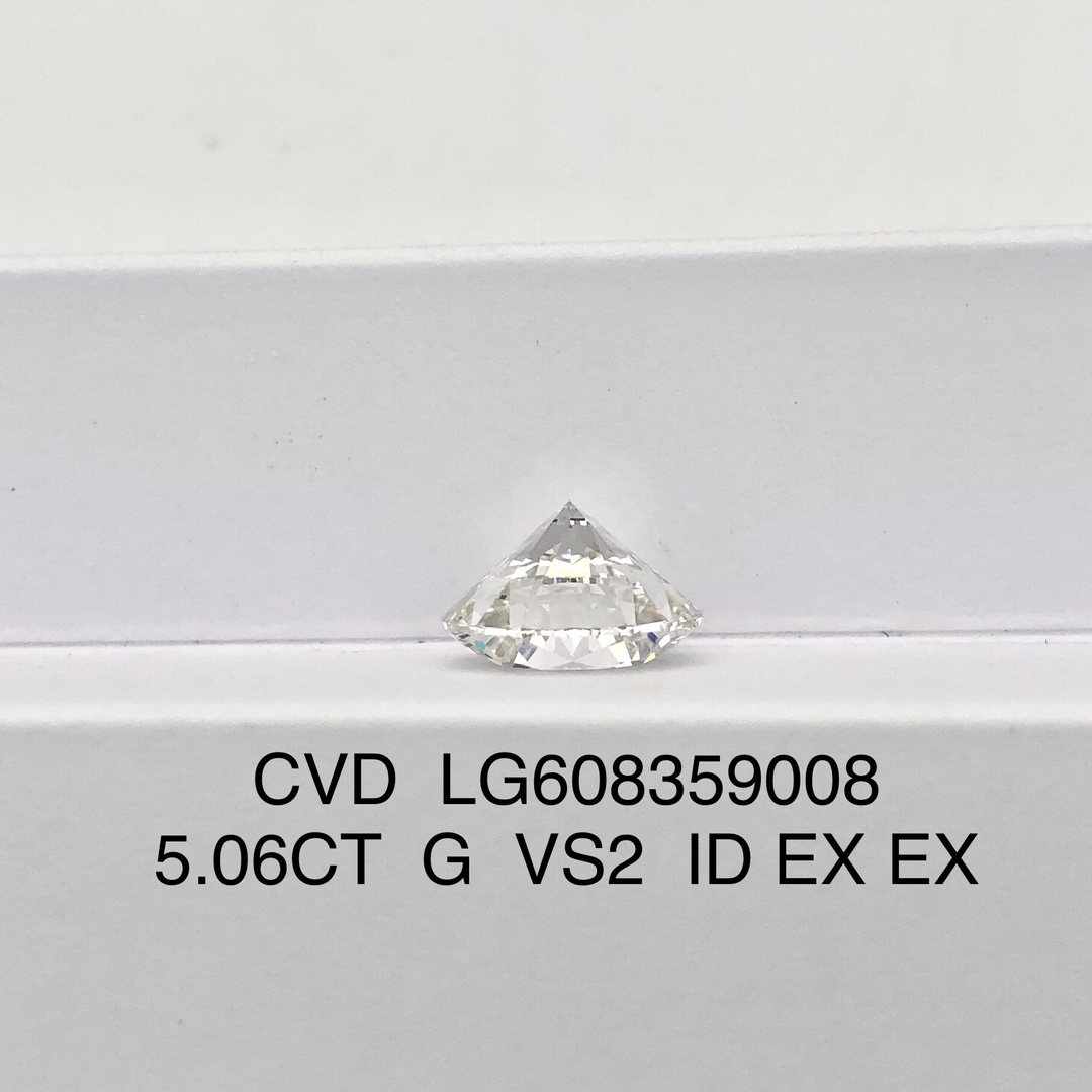 MissDiamond CVDLG608359008 Round Cut 5.06CT G VS2 ID EX EX Lab Grown Diamond