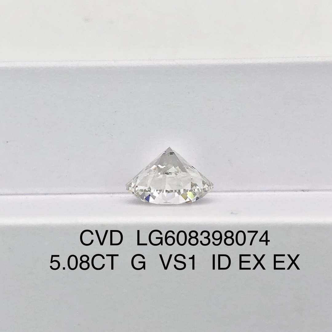 MissDiamond CVD LG608398074 Round Cut 5.08CT G VS1 ID EX EX Lab Grown Diamond