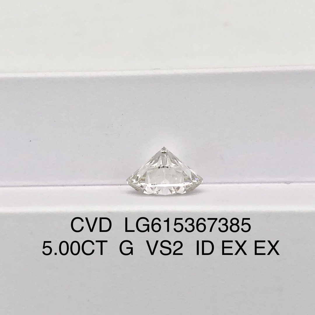 MissDiamond CVD LG615367385 Round Cut 5CT G VS2 ID EX EX Lab Grown Diamond