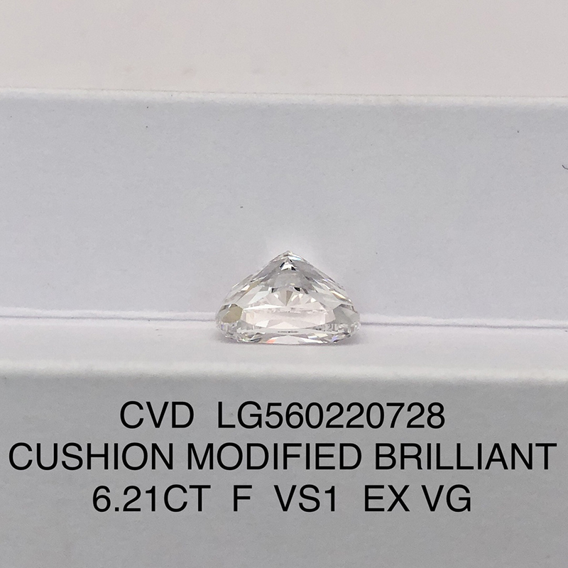CVD LG560220728 Cushion Modified Brilliant 6.21CT F VS1 EX VG Lab Grown Diamond