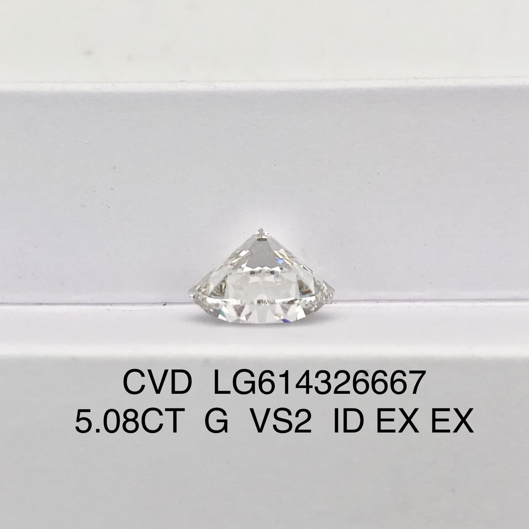MissDiamond CVD LG614326667 Round Cut 5.08CT G VS2 ID EX EX Lab Grown Diamond