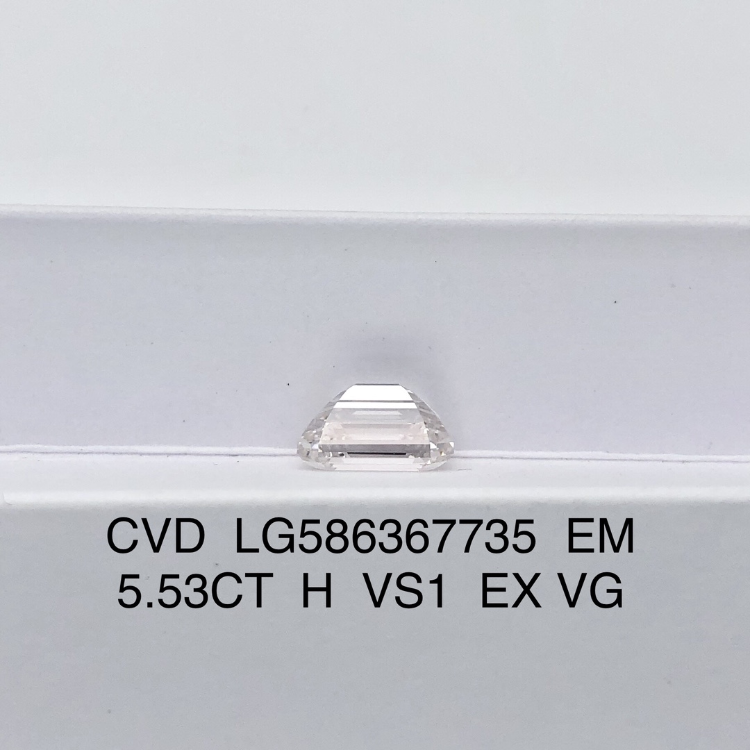 MissDiamond CVD LG586367735 Emerald Cut 5.53CT H VS1 EX VG Lab Grown Diamond