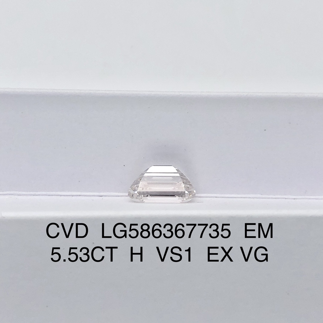 MissDiamond CVD LG586367735 Emerald Cut 5.53CT H VS1 EX VG Lab Grown Diamond