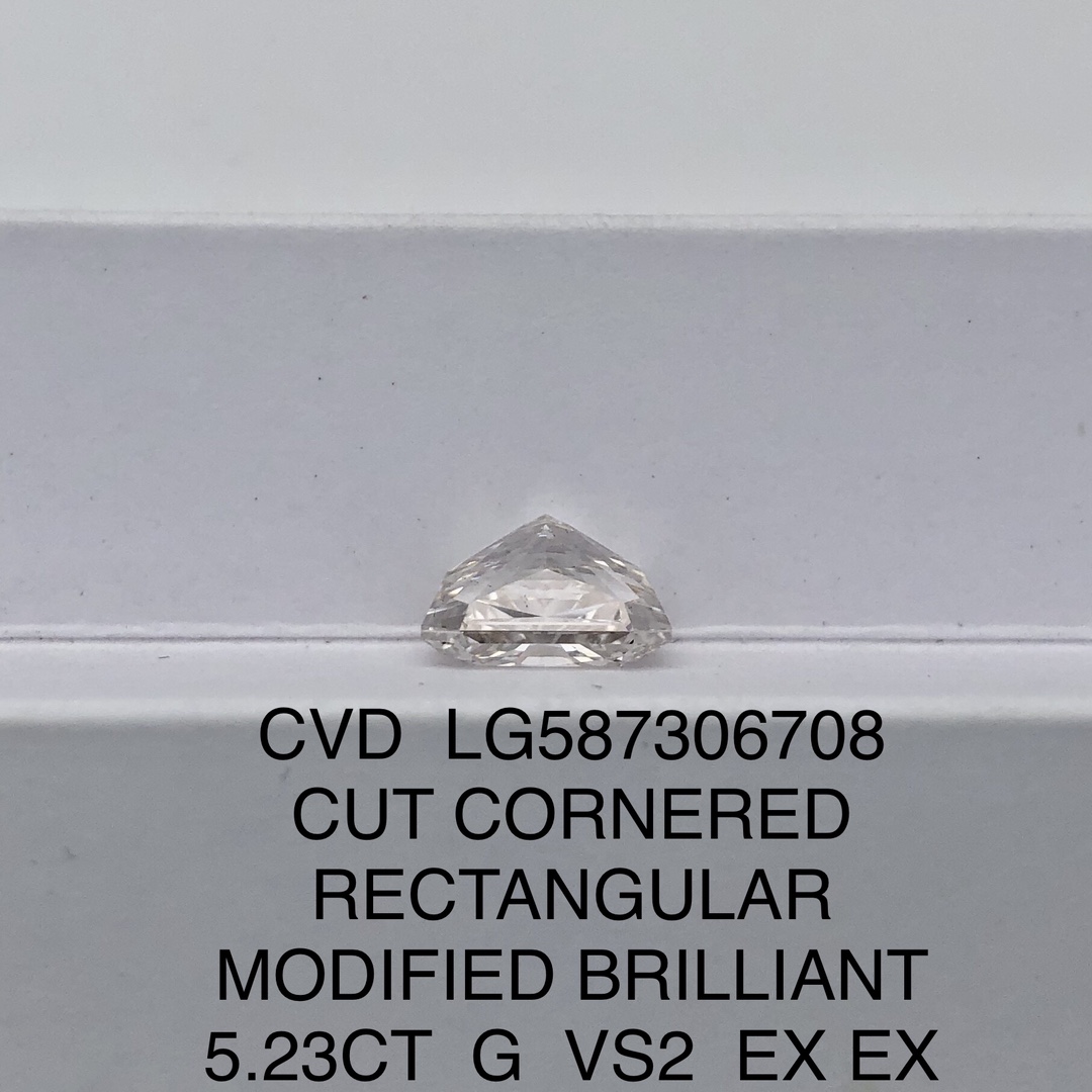 MissDiamond CVD LG587306708 Radiant Cut 5.23CT G VS2 EX EX Lab Grown Diamond