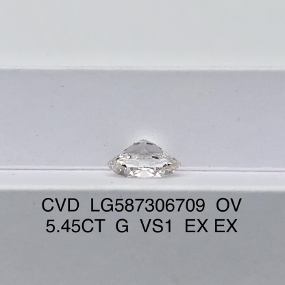 MissDiamond CVD LG587306709 Oval Cut 5.45CT G VS1 EX EX Lab Grown Diamond