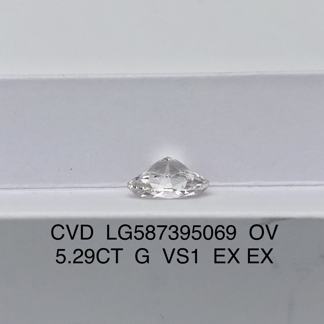 MissDiamond CVD LG587395069 Oval Cut 5.29CT G VS1 EX EX Lab Grown Diamond