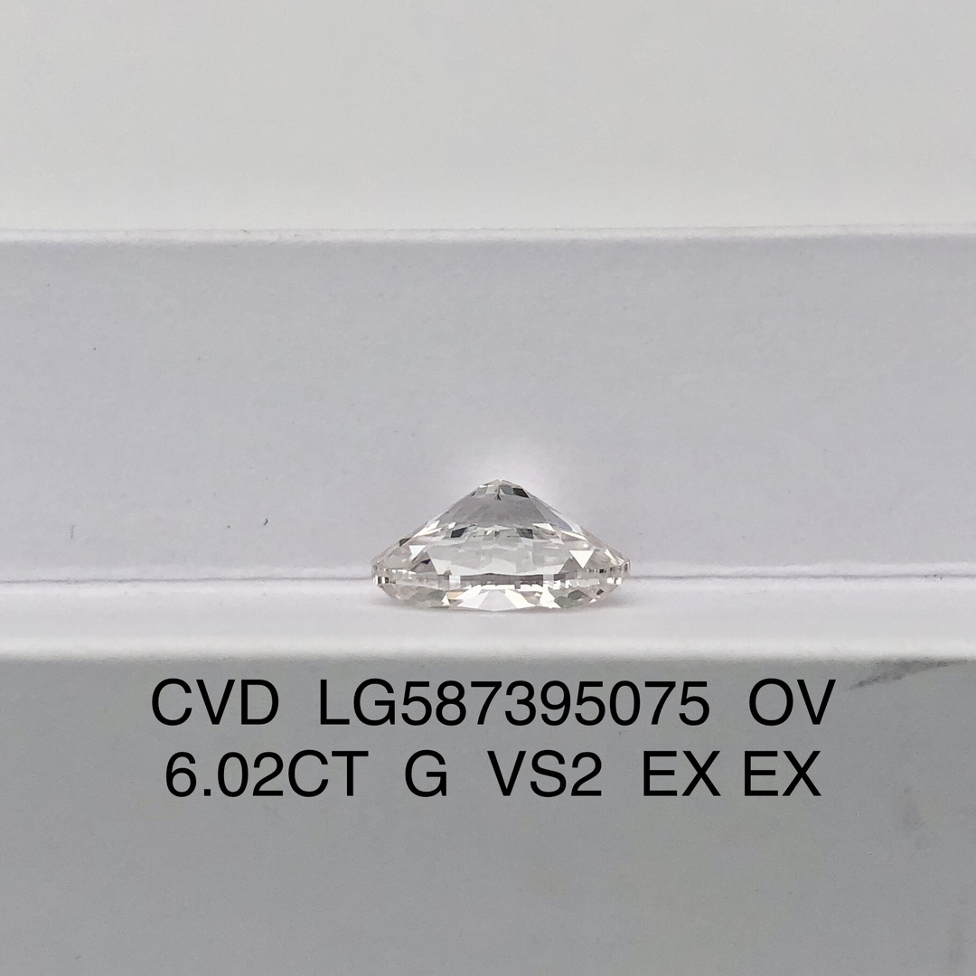 MissDiamond CVD  LG587395075 Oval Cut 6.02CT G VS2 EX EX Lab Grown Diamond