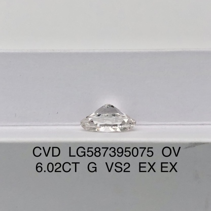 MissDiamond CVD  LG587395075 Oval Cut 6.02CT G VS2 EX EX Lab Grown Diamond