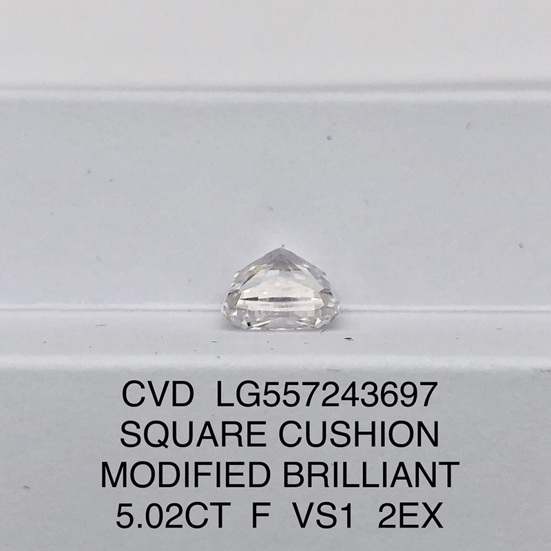 CVD LG557243697 Square Cushion Modified Brilliant 5.02CT F VS1 EX EX Lab Grown Diamond