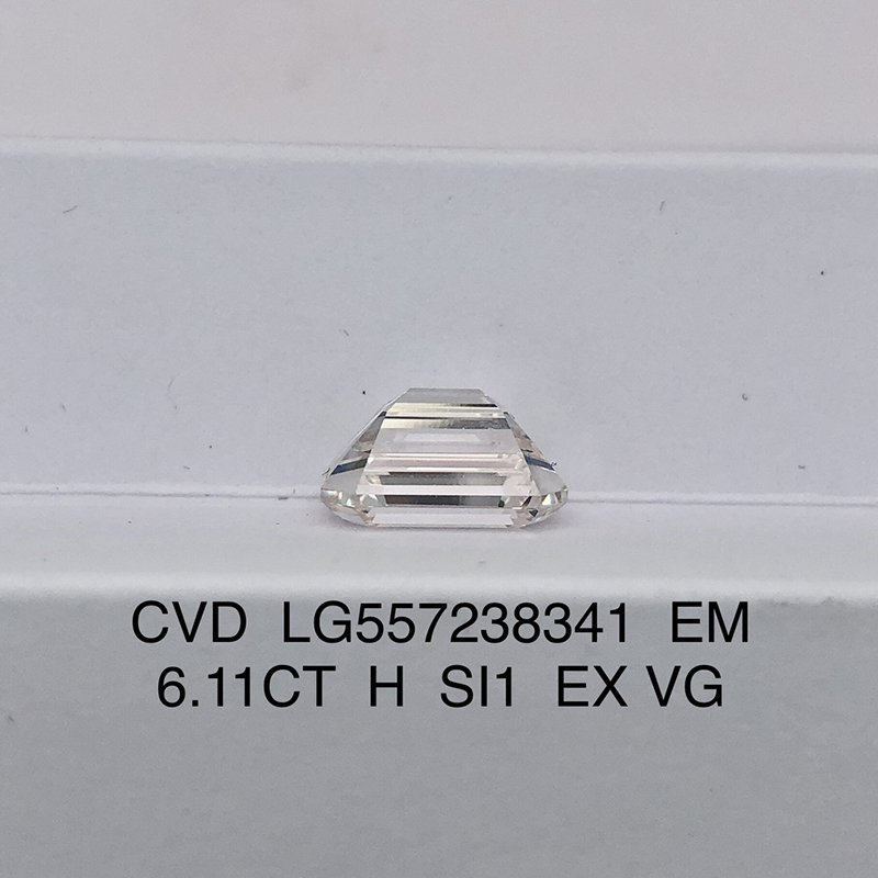 CVD LG557238341 Emerald Shape 6.11CT H SI1 EX VG Lab Grown Diamond