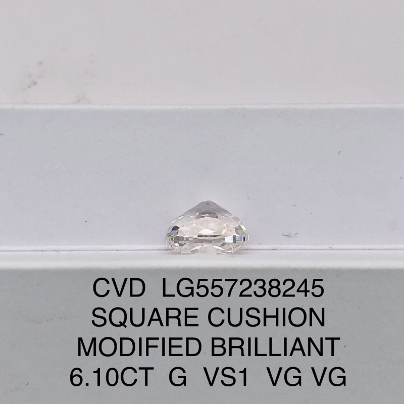 CVD LG557238245 Square Cushion Modified Brilliant 6.10CT G VS1 VG VG Lab Grown Diamond