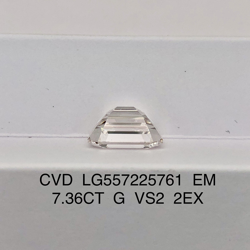 CVD LG557225761 Emerald Shape 7.36CT G VS2 EX EX Lab Grown Diamond