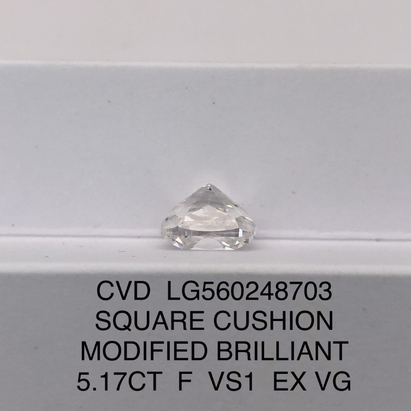 CVD LG560248703 SQUARE CUSHION MODIFIED BRILLIANT 5.17CT F VS1 EX VG Lab Grown Diamond