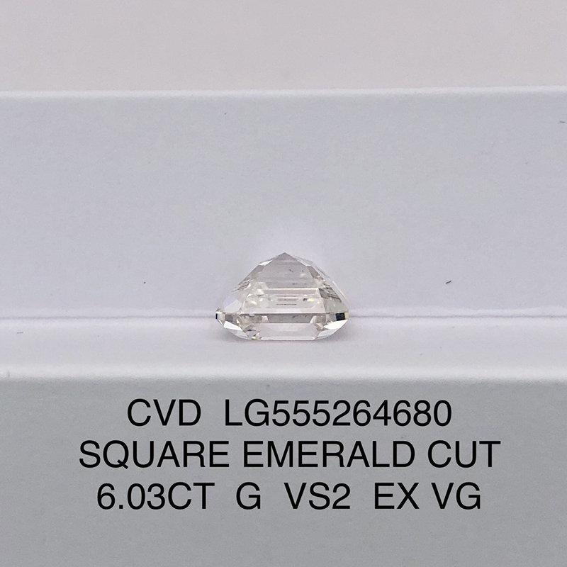CVD LG555264680 Square Emerald Cut 6.03CT G VS2 EX VG Lab Grown Diamond