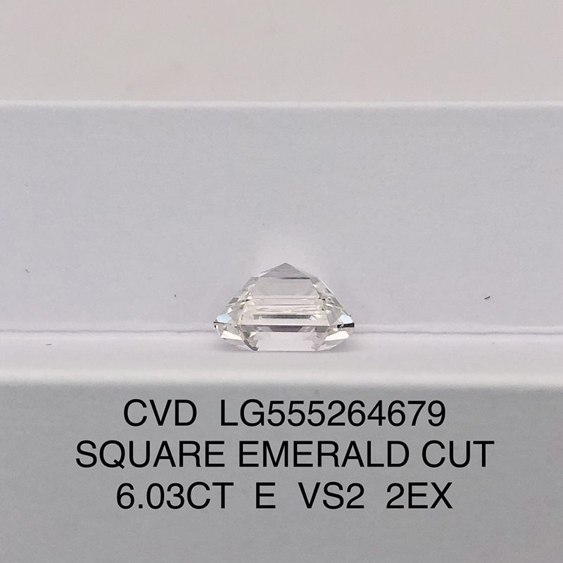 CVD LG555264679 Square Emerald Cut 6.03CT E VS2 EX EX Lab Grown Diamond