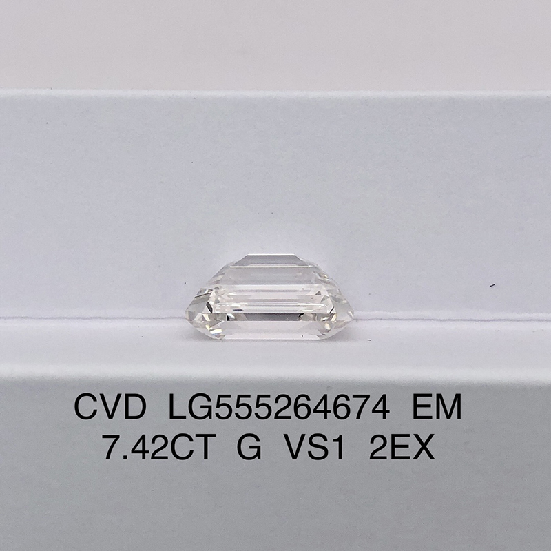 CVD LG555264674 Emerald Shape 7.42CT G VS1 EX EX Lab Grown Diamond