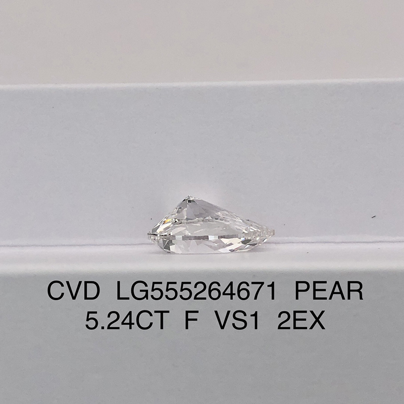 CVD LG555264671 Pear Shape 5.24CT F VS1 EX EX Lab Grown Diamond
