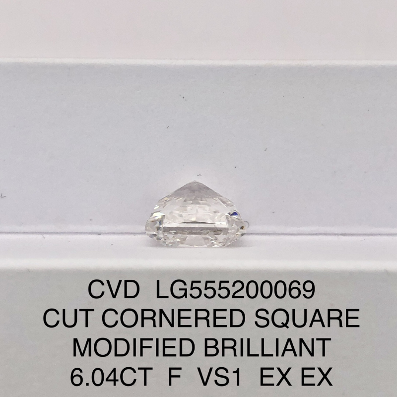 CVD LG555200069 Cut Cornered Rectangular Modified Brilliant 6.04CT F VS1 EX EX Lab Grown Diamond