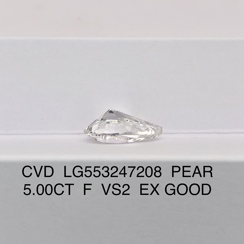CVD LG553247208 Pear Shape 5.00CT F VS2 EX G Lab Grown Diamond