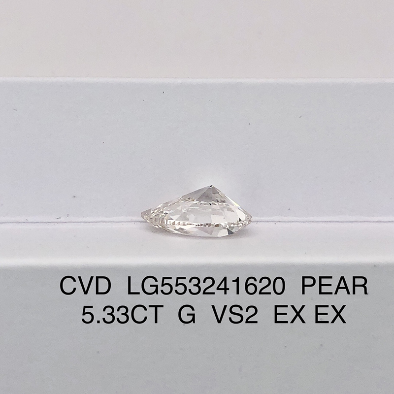 CVD LG553241620 Pear Shape 5.33CT G VS2 EX EX Lab Grown Diamond