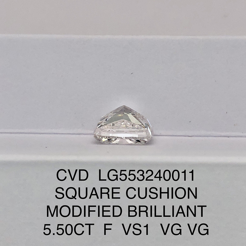 CVD LG553240011 Square Cushion Modified Brilliant 5.50CT F VS1 VG VG Lab Grown Diamond