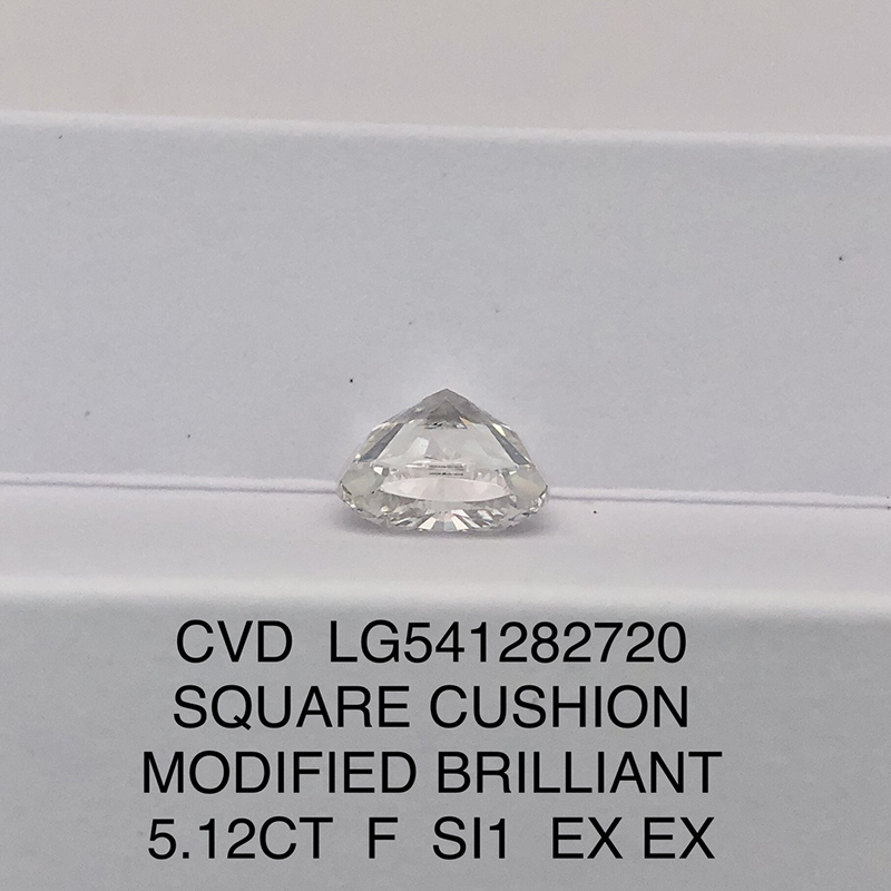 CVD LG541282720 Square Cushion Modified Brilliant 5.12CT F SI1 EX EX Lab Grown Diamond