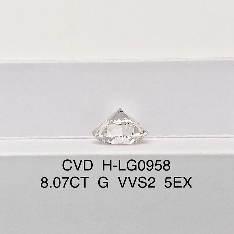 CVD LG602336105 Round Shape 8.06CT G VVS2 ID EX EX H-LG0958 8.07CT G VVS2 5EX Lab Grown Diamond