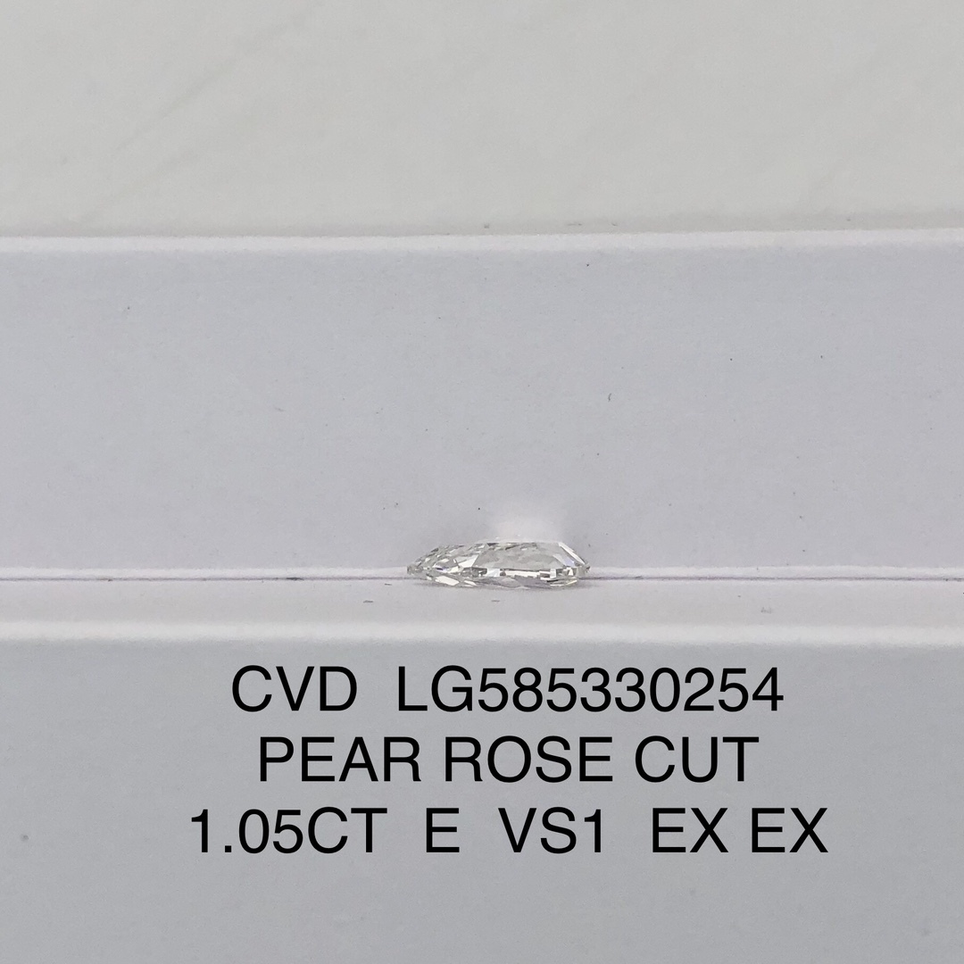 MissDiamond CVD LG585330254 Pear Rose Cut 1.05CT E VS1 EX EX Lab Grown Diamond