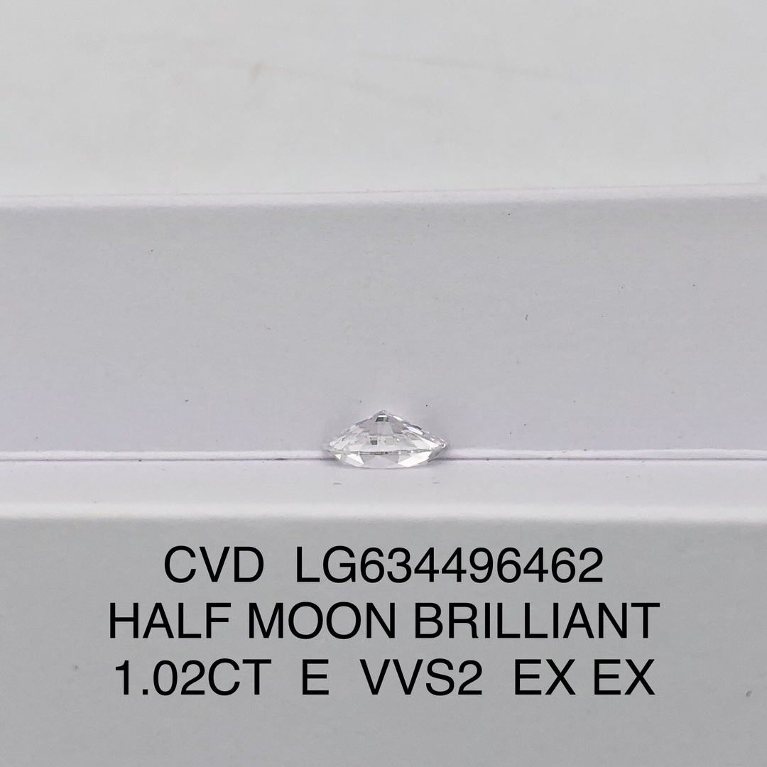 MissDiamond CVD LG634496462 Half Moon Brillant 1.02CT E VVS2 EX EX Lab Grown Diamond