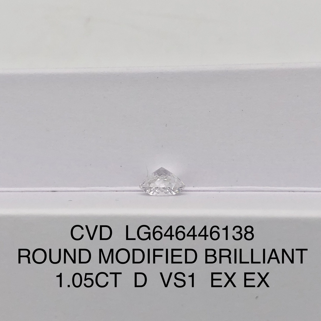 MissDiamond CVD LG646446138 Round Modified Brilliant 1.05CT D VS1 EX EX Lab Grown Diamond