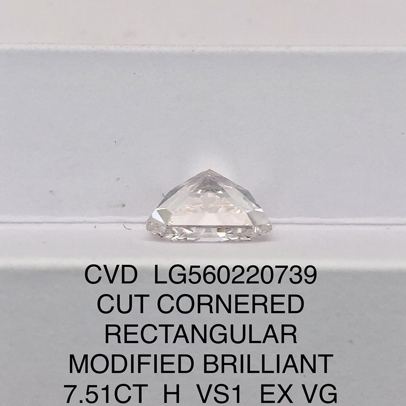 CVD LG560220739 Cut Cornered Rectangular Modified Brilliant 7.51CT H VS1 EX VG Lab Grown Diamond