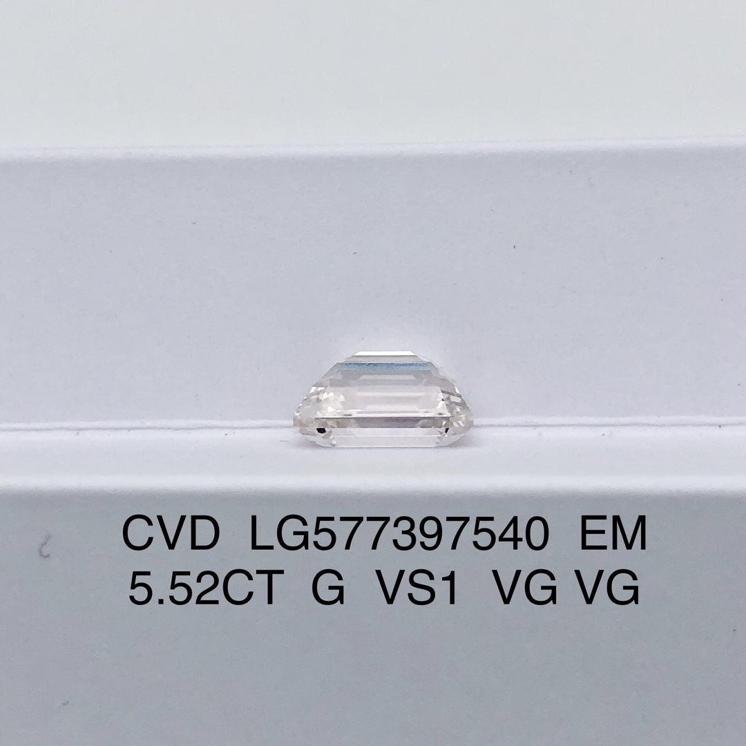 MissDiamond CVD LG577397540 Emerald Shape 5.52CT G VS1 VG VG Lab Grown Diamond