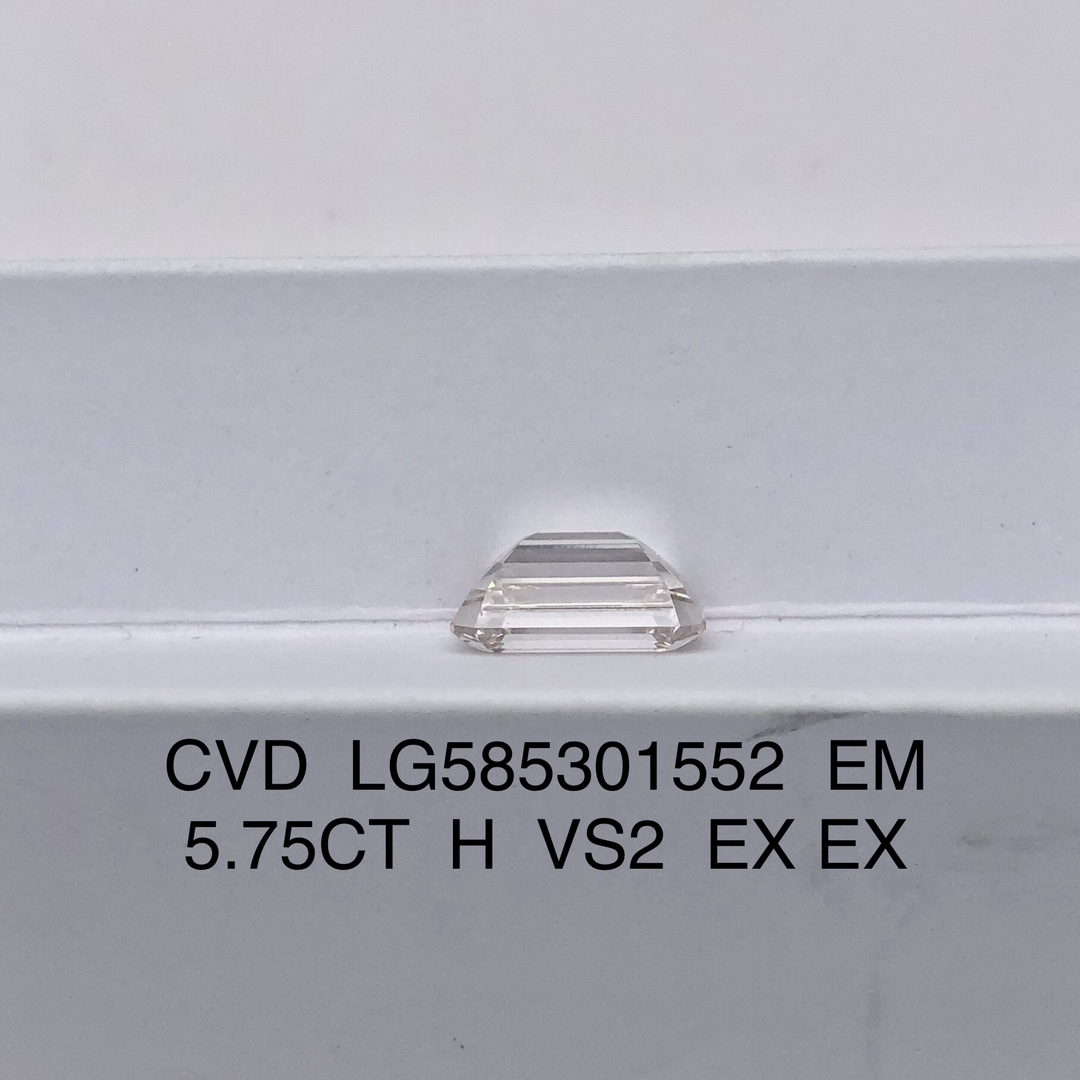 MissDiamond CVD LG585301552 Emerald Cut 5.75CT H VS2 EX EX Lab Grown Diamond