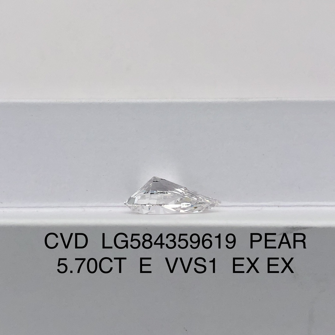 MissDiamond CVD LG584359619 Pear Cut 5.70CT E VVS1 EX EX Lab Grown Diamond