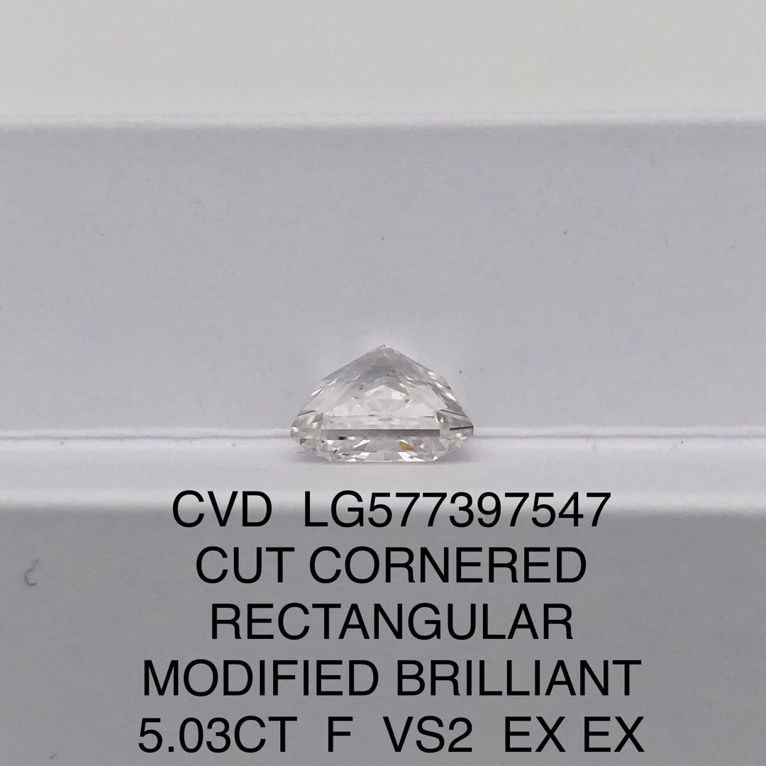 MissDiamond CVD LG577397547 Radiant Cut 5.03CT F VS2 EX EX Lab Grown Diamond