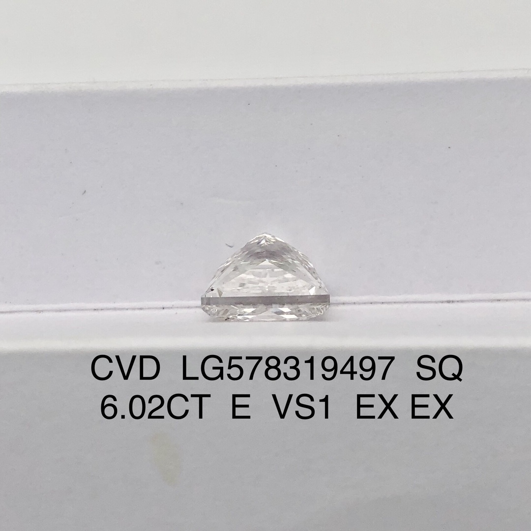 MissDiamond CVD LG578319497 Princess Cut 6.02CT E VS1 EX EX Lab Grown Diamond