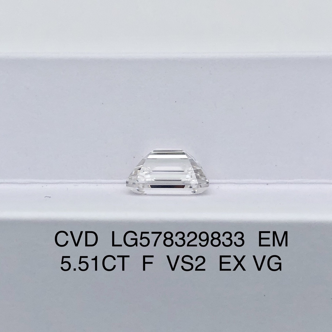 MissDiamond CVD LG578329833 Emerald Cut 5.51CT F VS2 EX VG Lab Grown Diamond