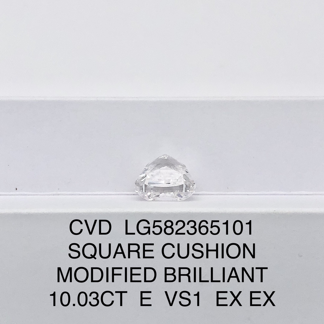 MissDiamond CVD LG582365101 Square Cushion Cut 10.03CT E VS1 EX EX Lab Grown Diamond
