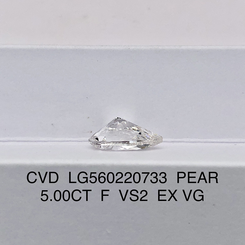 CVD LG560220733 Pear Shape 5.00CT F VS2 EX VG Lab Grown Diamond
