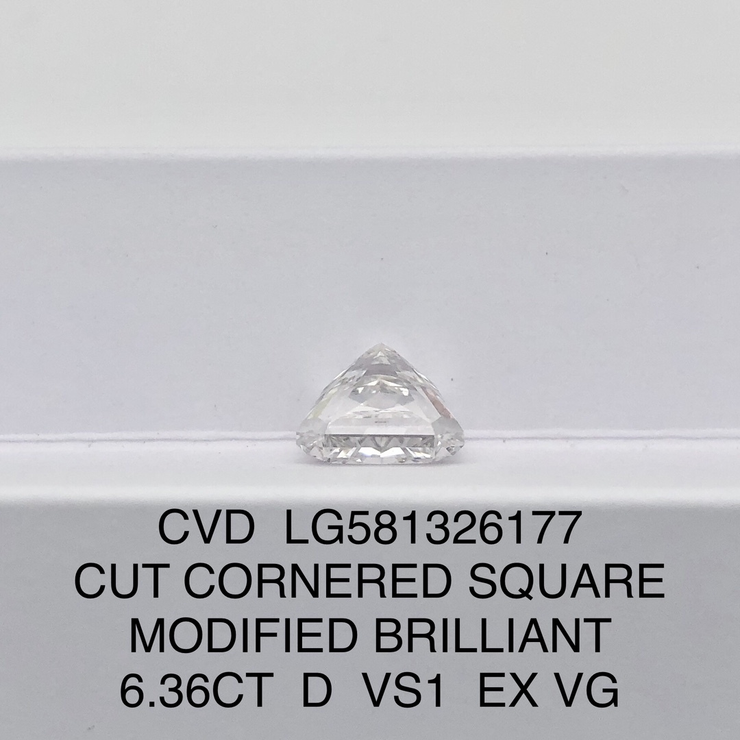 MissDiamond CVD LG581326177 Cut Cornered Square Modified Brilliant 6.36CT D VS1 EX VG Lab Grown Diamond