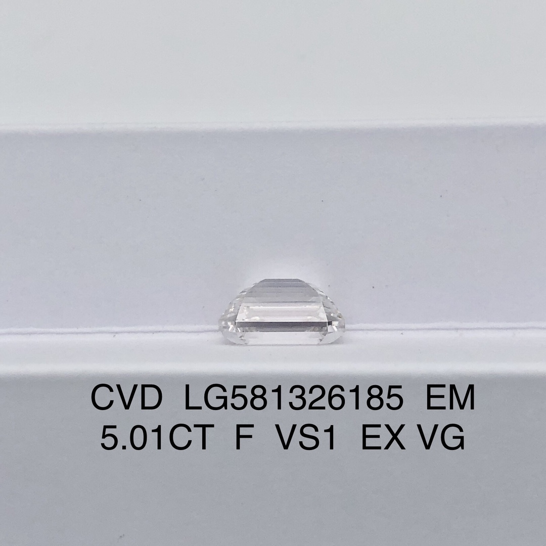 MissDiamond CVD LG581326185 Emerald Cut 5.01CT F VS1 EX VG Lab Grown Diamond