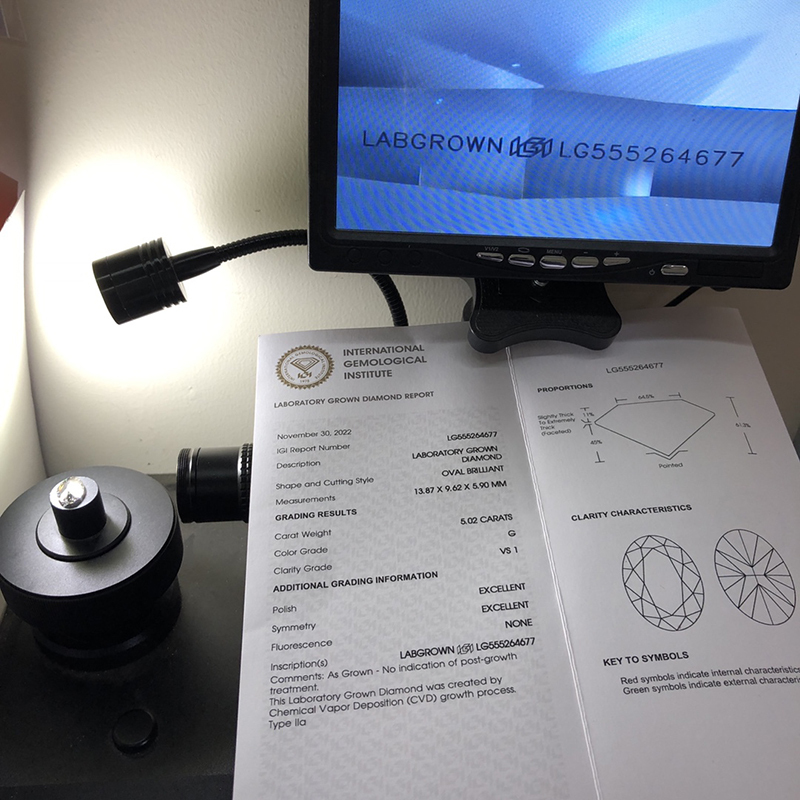 CVD LG555264677 Oval Shape 5.02CT G VS1 EX EX Lab Grown Diamond